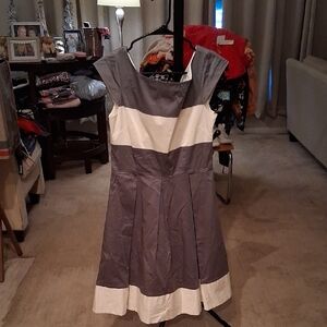 Kate Spade Gray and White Midi Dress
